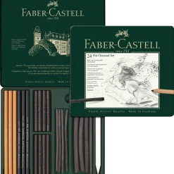 Faber-Castell Zestaw węgli rysunkowych Pitt w kasecie metalowej - - 24 szt. > Węgle Rysunkowe