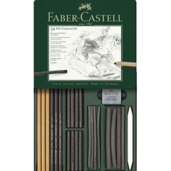 Faber-Castell Zestaw węgli rysunkowych Pitt w kasecie metalowej - - 24 szt. ><noscript><img width=