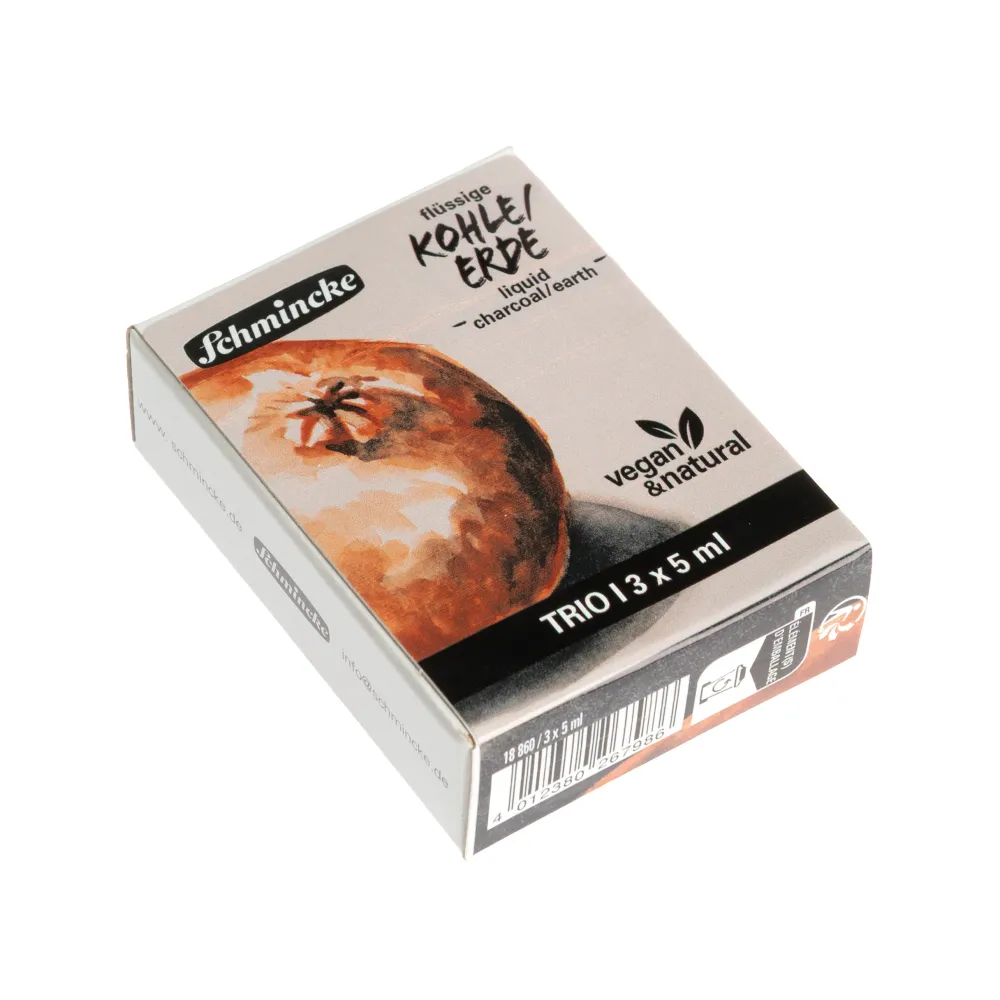 Schmincke Zestaw węgli w płynie Earth - - 3 kolory x 5 ml