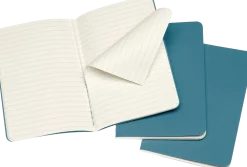 Moleskine Zestaw zeszytów w linie Cahier 9 x 14 cm - - Brisk Blue miękka okładka > Notatniki W Linie