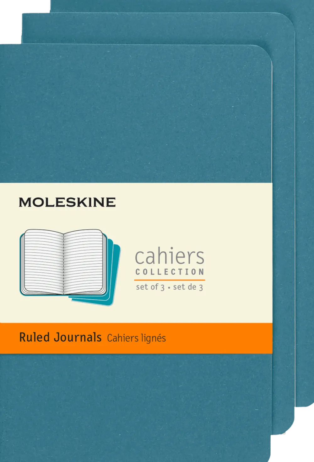 Moleskine Zestaw zeszytów w linie Cahier 9 x 14 cm - - Brisk Blue miękka okładka