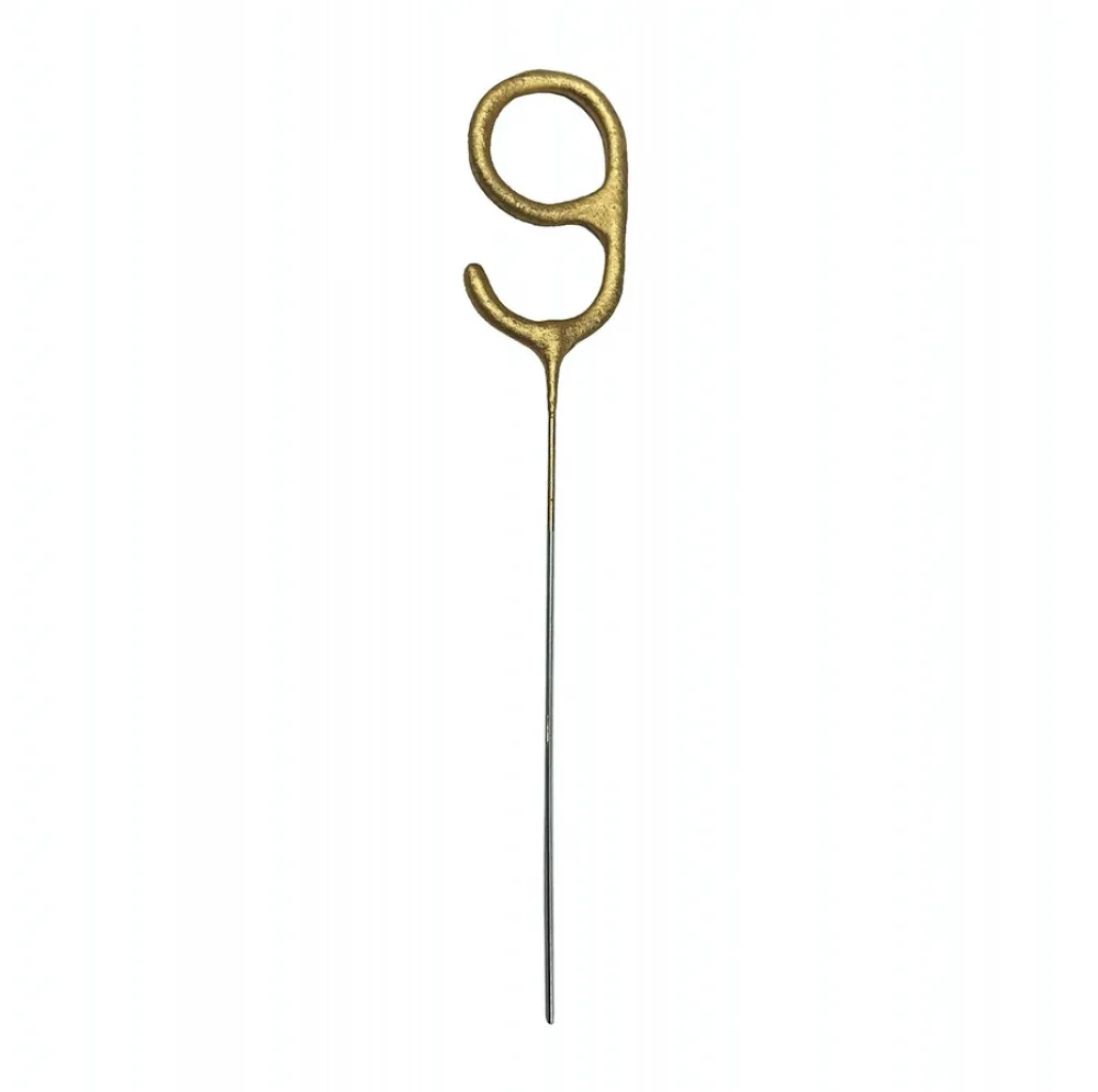 PartyDeco Zimne ognie Cyfra 9 - złote 15 cm